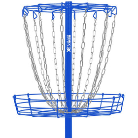 Remix single chain basket royal blue close-up shows 12 zinc-coated chains