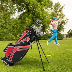 Renatone golf stand bag umbrella ring keeps accessories organized.