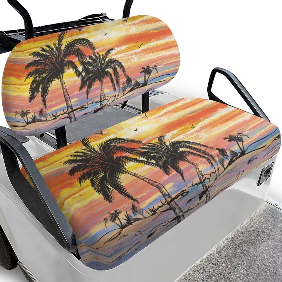 Renewold coconut tree sunset birds seat cover protects seats with tropical style.