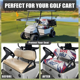 Renewold golf cart backrest cover with elastic-band secures a snug fit.
