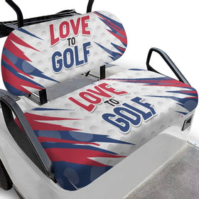 Renewold golf cart seat cover front view shows full-coverage protection and soft, breathable fabric.