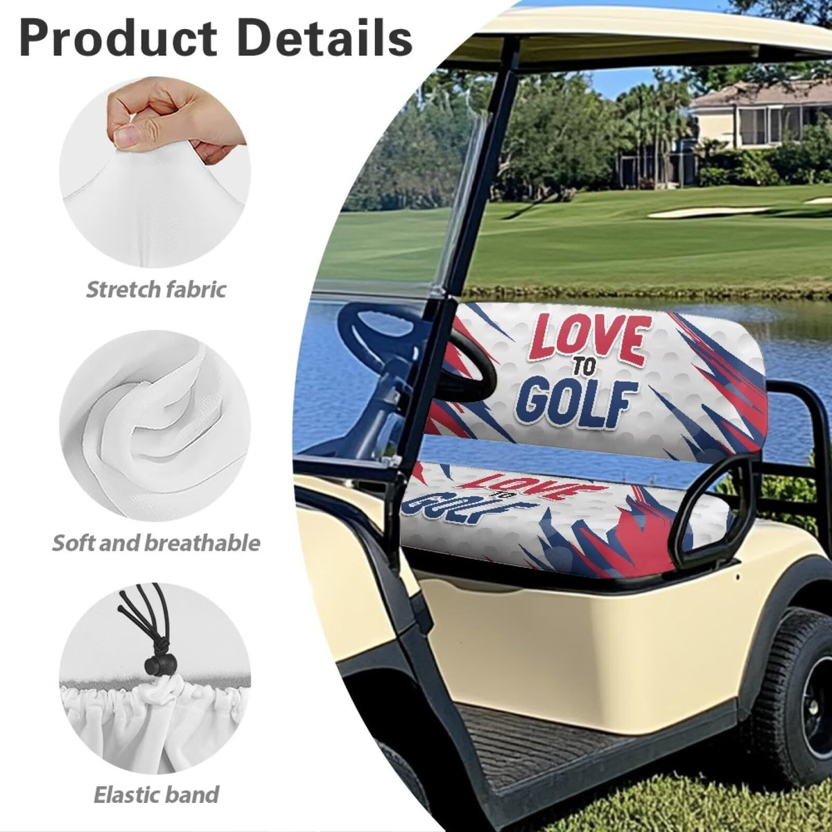 Renewold golf cart seat cover universal-fit adapts to most 2-seat carts.
