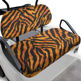 Renewold Tiger Print seat cover on golf cart protects seats