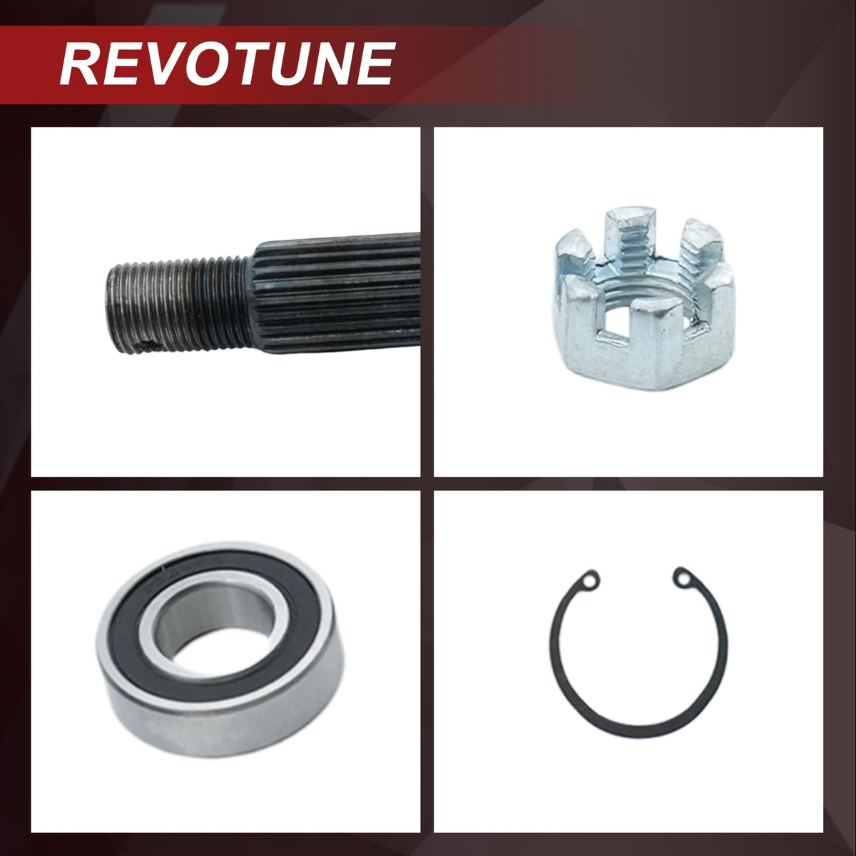 Heat-treated steel REVOTUNE axles offer durability and long life.