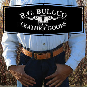 R.G. BULLCO brass buckle close-up shows sturdy, long-lasting hardware