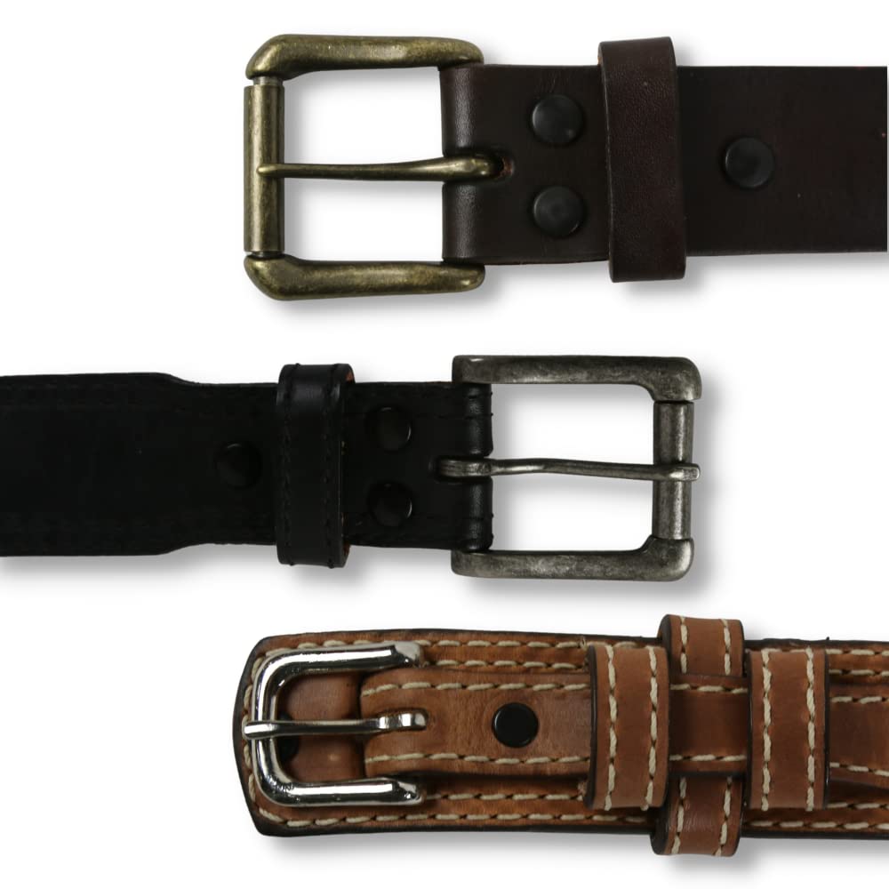 R.G. BULLCO full-grain leather belt with handcrafted stitching