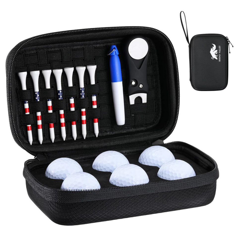 Rhino Valley golf accessories kit gift box shows organized contents for easy on-the-go use.