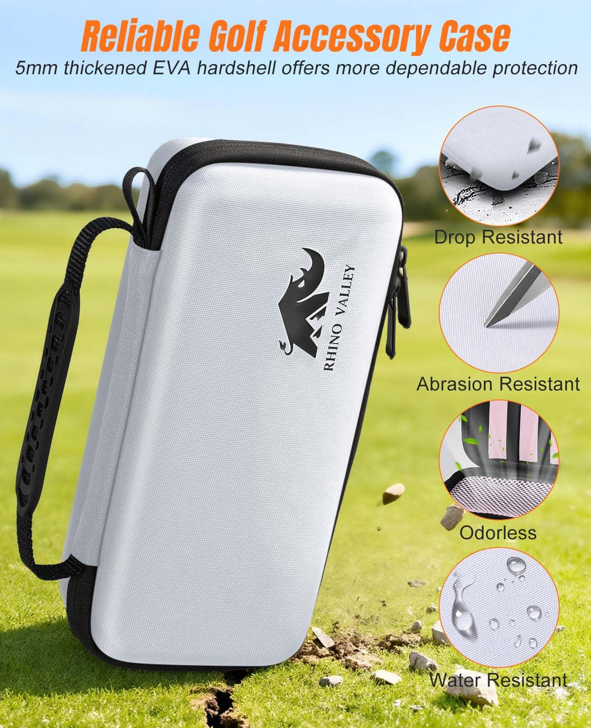 Rhino Valley Golf Glove Holder Case interior with detachable glove shaper for neat gloves.
