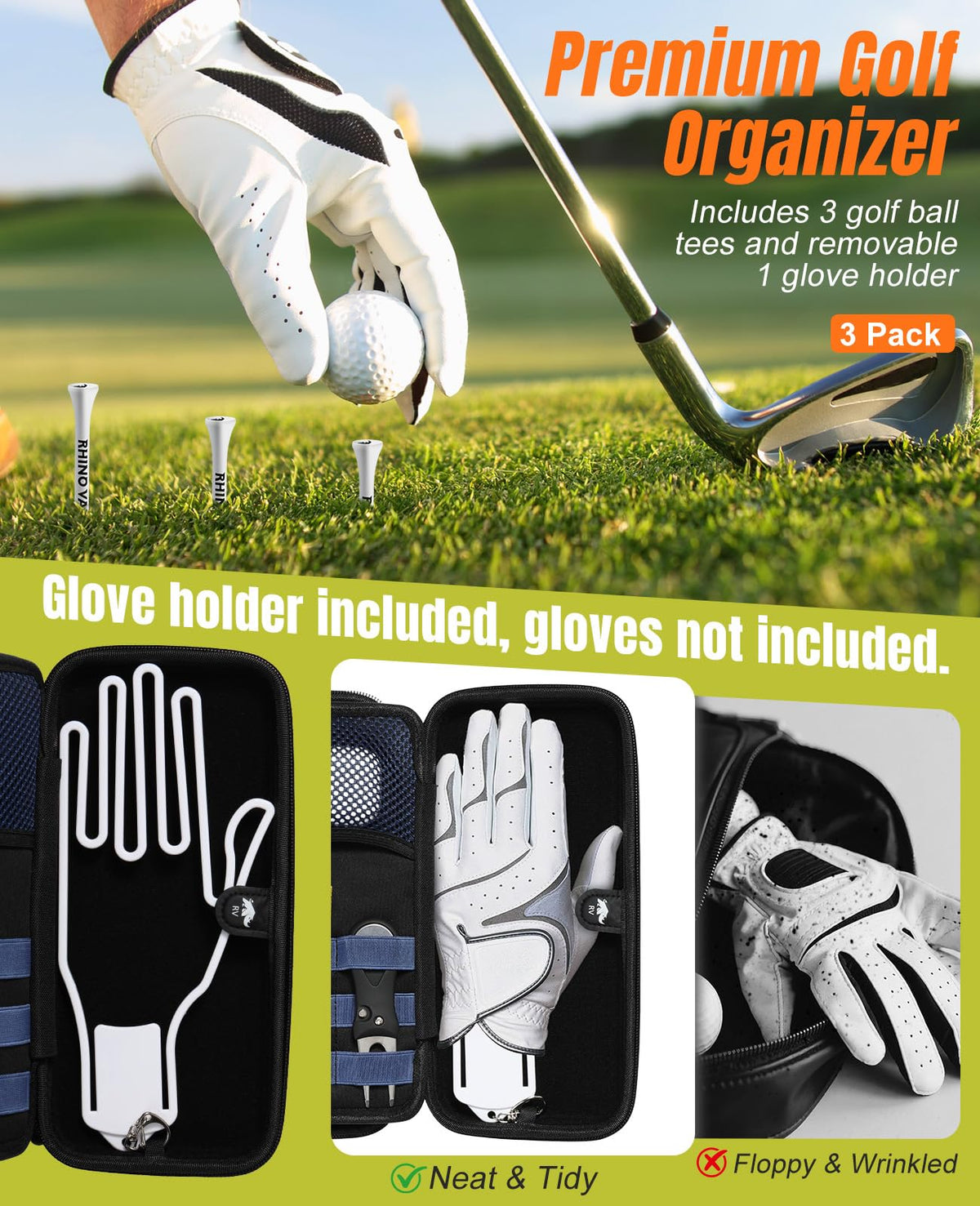 Compact size fits in most golf bags for easy on course storage