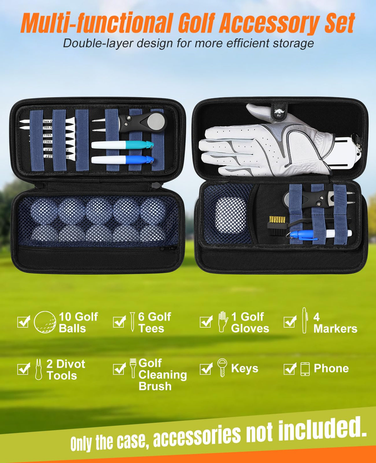 Detachable glove shaper keeps gloves flat and tidy inside the case