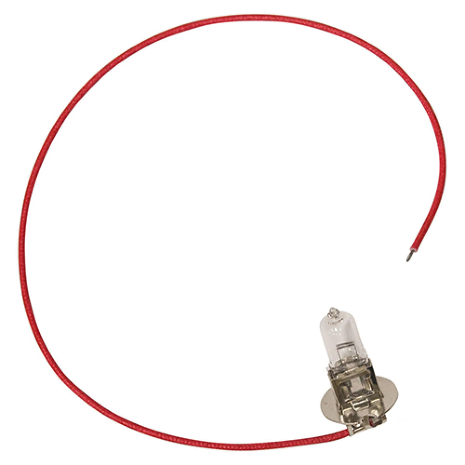 RHOX Red Hawk LGT-327 headlight bulb close-up shows precise fit for golf carts.