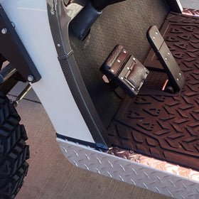 Close-up of carbon fiber dash trim on EZ-GO TXT cockpit