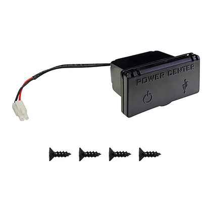 RHOX Red Hawk ACC-0106 power outlet on golf cart dashboard for reliable 12V power.