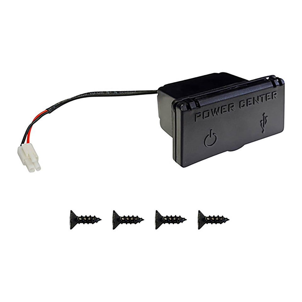 RHOX Red Hawk ACC-0106 power outlet on golf cart dashboard for reliable 12V power.