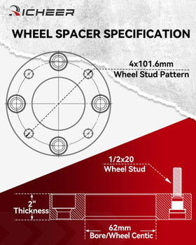 Richeer 62mm center bore spacers align hub and wheel precisely.