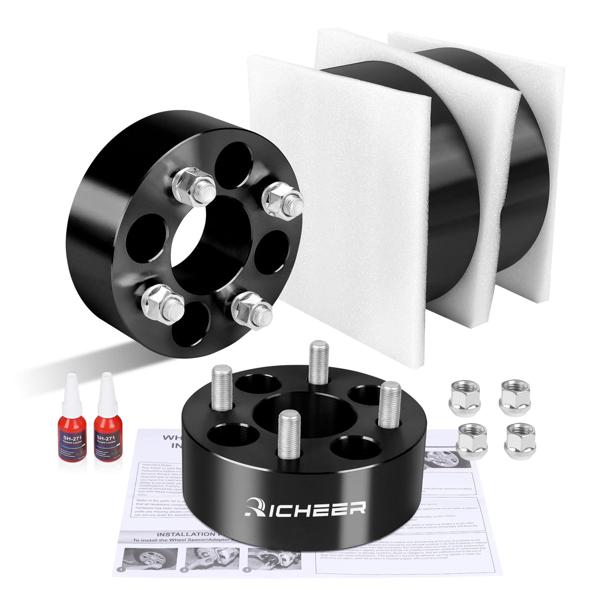 Richeer spacers compatible with EZ GO, Club Car, and ATV platforms.