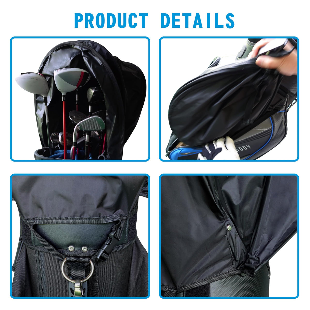 Ride On To Go rain cover fits 4-15 way stand or cart bags securely