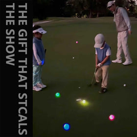 Rideontogo light-up golf balls glow on the green at dusk for visibility