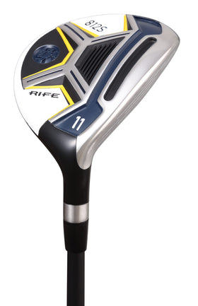 Rife Golf 812s offset 11 wood head displays aerodynamic design for distance and forgiveness.