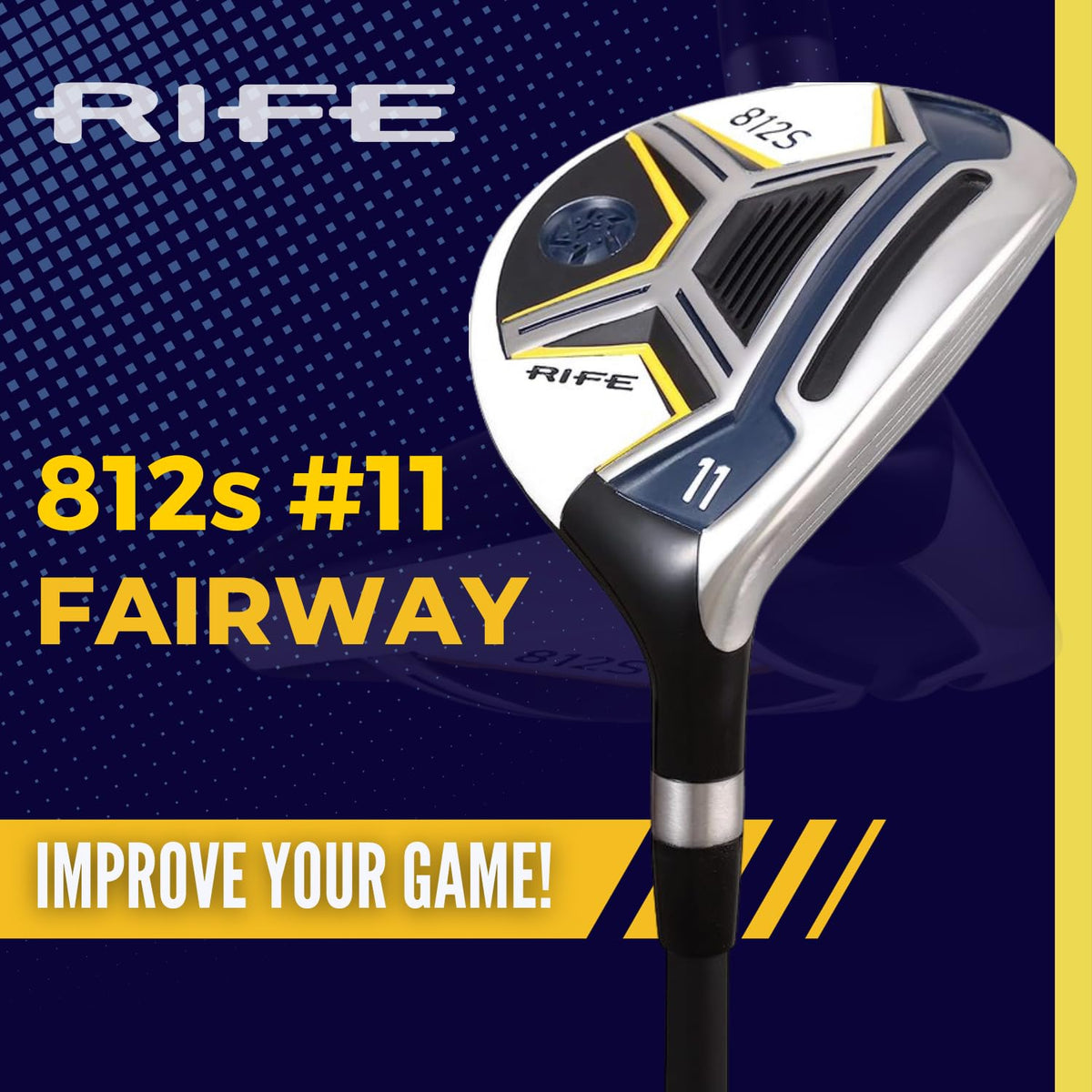 Rife Golf 812s offset 11 wood shaft with lightweight Dynaflo graphite enhances tempo.