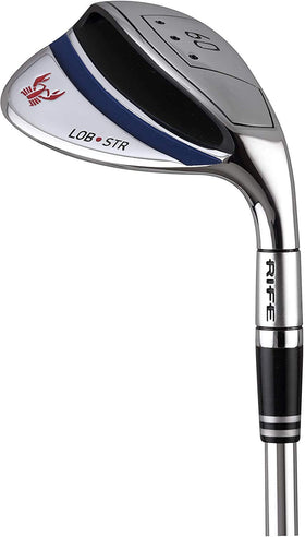Rife Golf lob wedge grooves enhance spin on short shots.