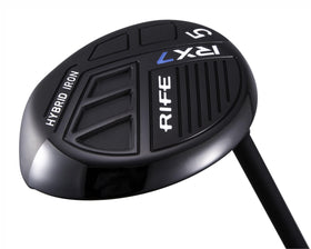 Rife RX7 Senior Hybrid Iron #5 grip closeup, premium feel for confident shots.