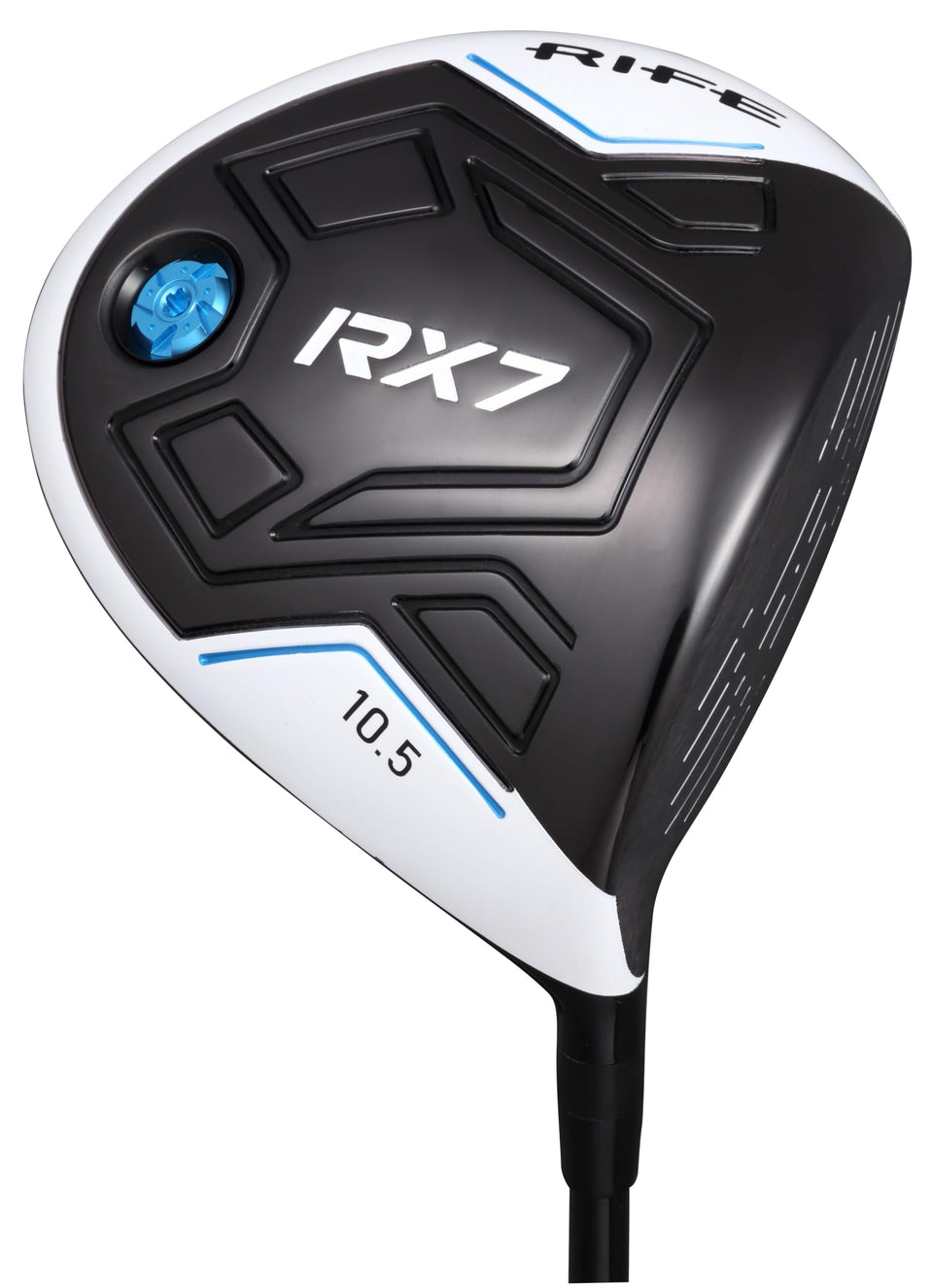 Rife Offset RX7 driver front view shows offset design for potentially straighter shots