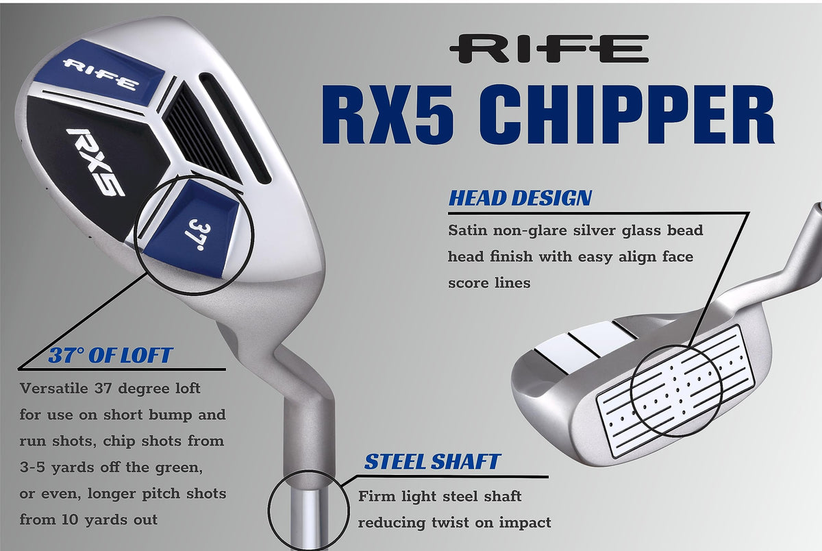 RIFE RX5 Chipper Big Tall XL loft conveys versatile short-to-mid range shots.