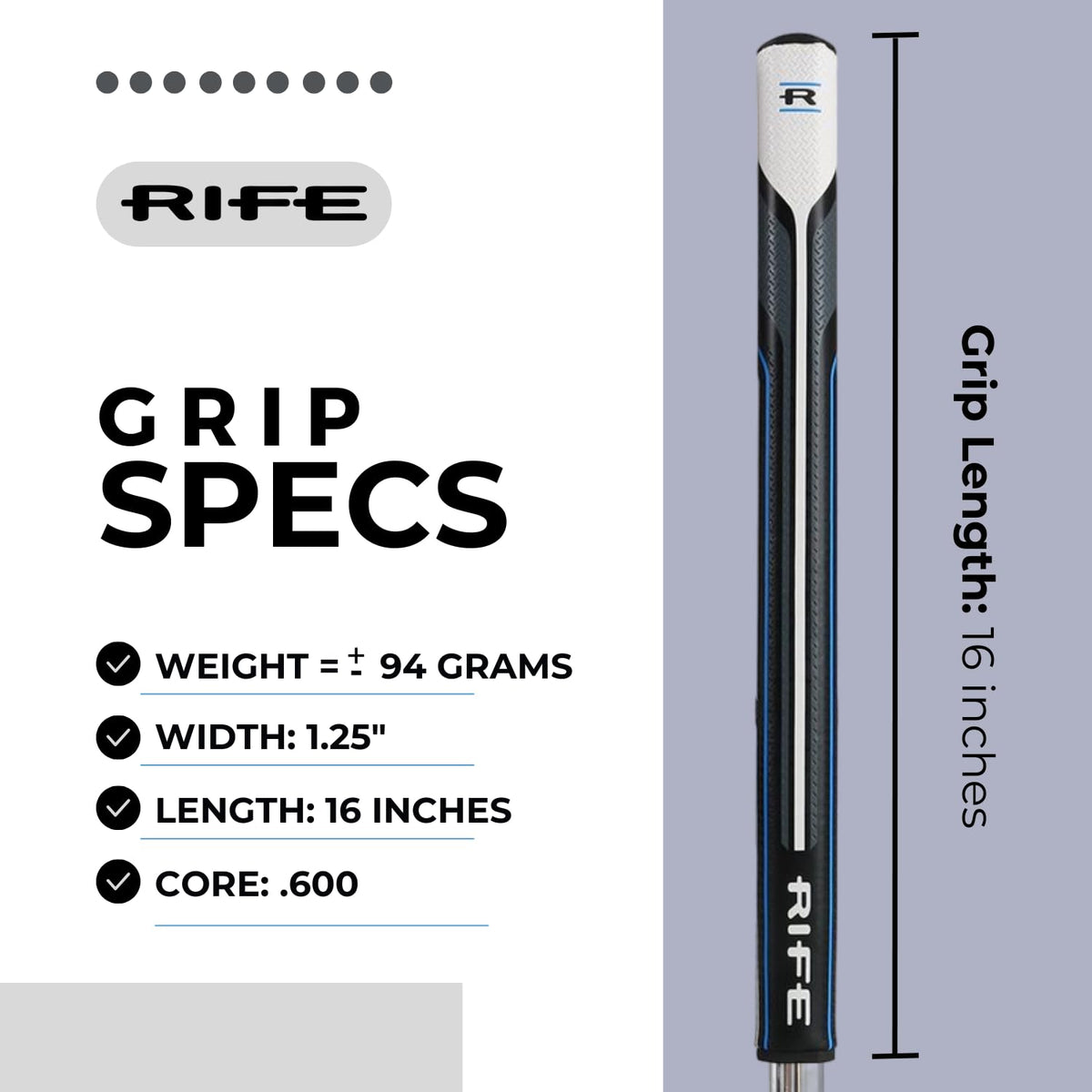 Rife RG16 pendulum-stroke balance for consistent long-putt feel