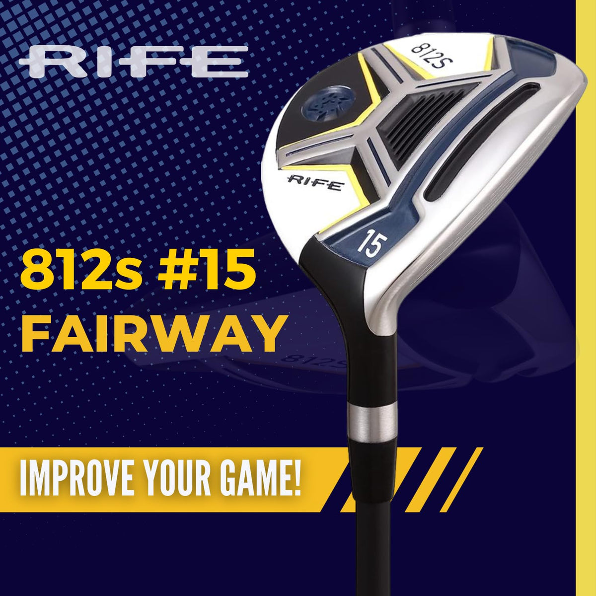 Rife Golf 812s offset 15 fairway sole with weight port enhances forgiveness and spin.