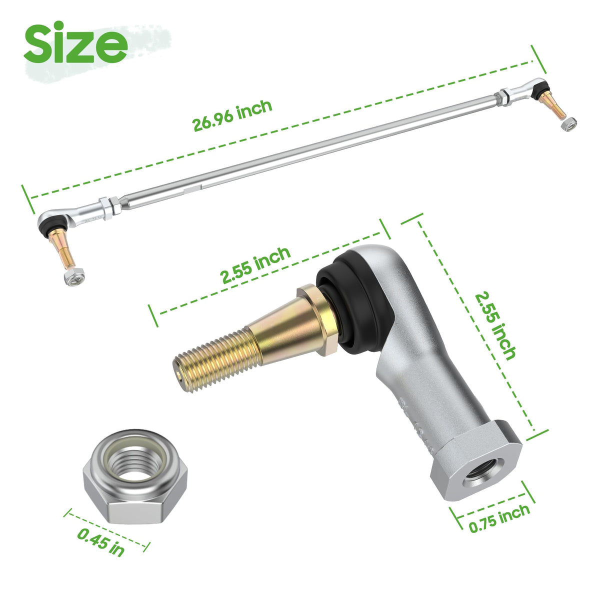 10L0L right-hand-thread tie rod end ensures balanced steering