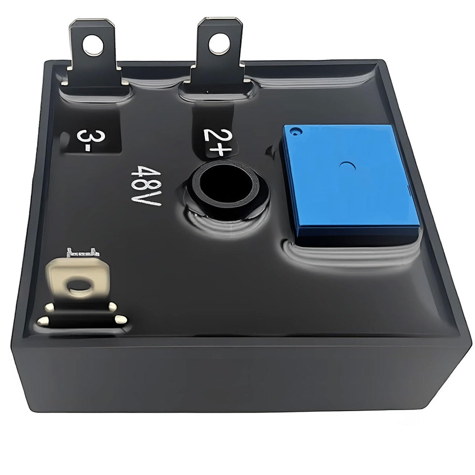 Rimzen brake timer relay for golf cart — front view shows compact module