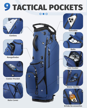 RIOROO 9-pocket bag includes insulated cooler pocket for drinks.