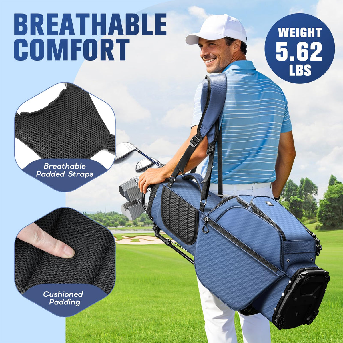 RIOROO adjustable X-shaped straps distribute weight evenly