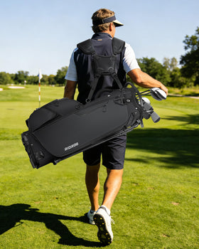 RIOROO strap-through channel helps secure the bag to a golf cart.
