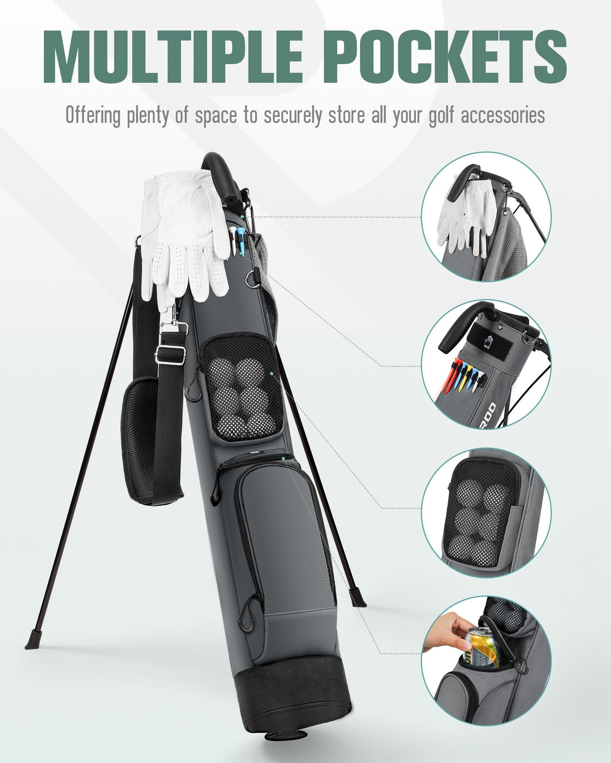 RIOROO bag interior ball pocket holds up to eight balls.