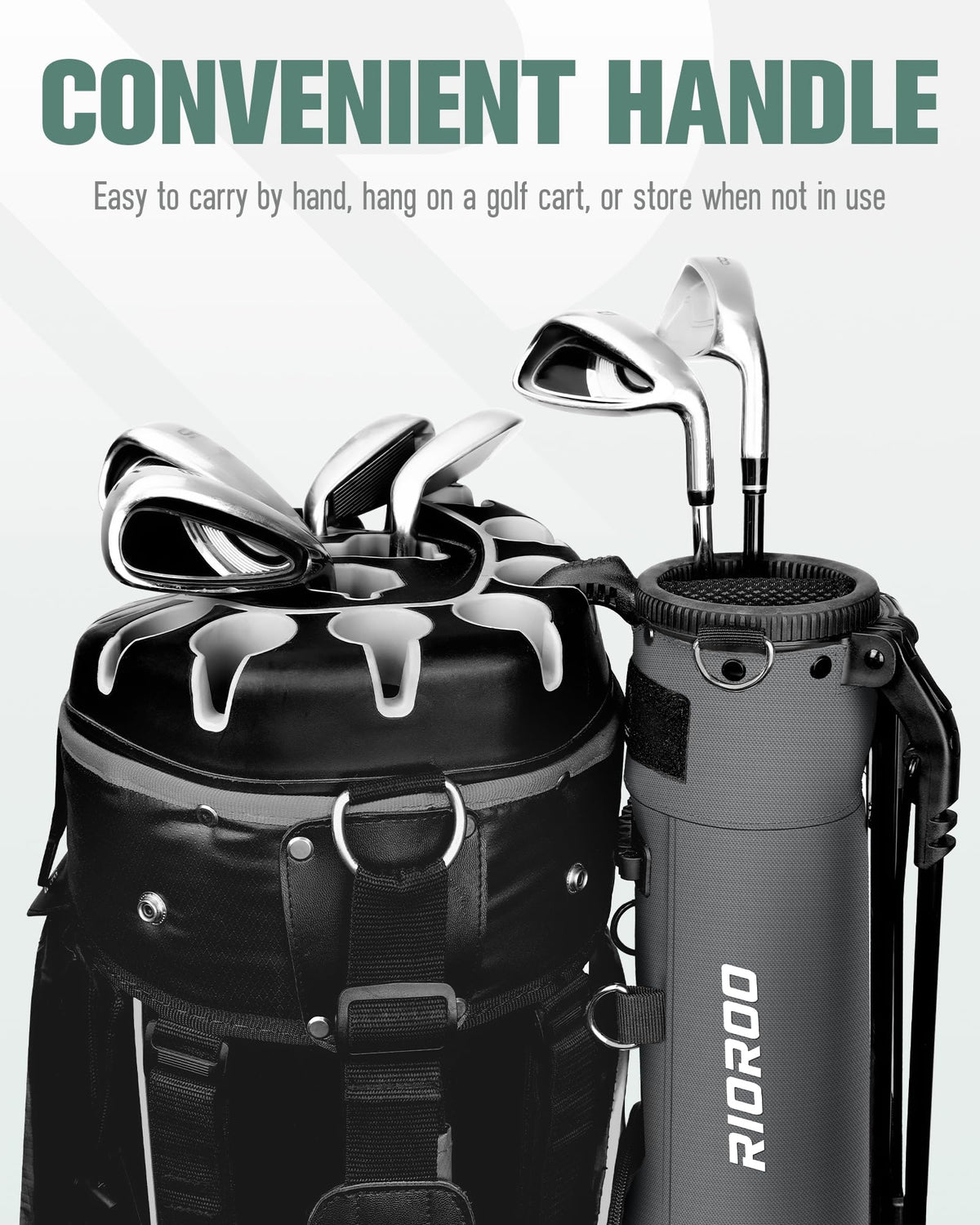RIOROO golf bag built-in handle enables easy lifting and storage.