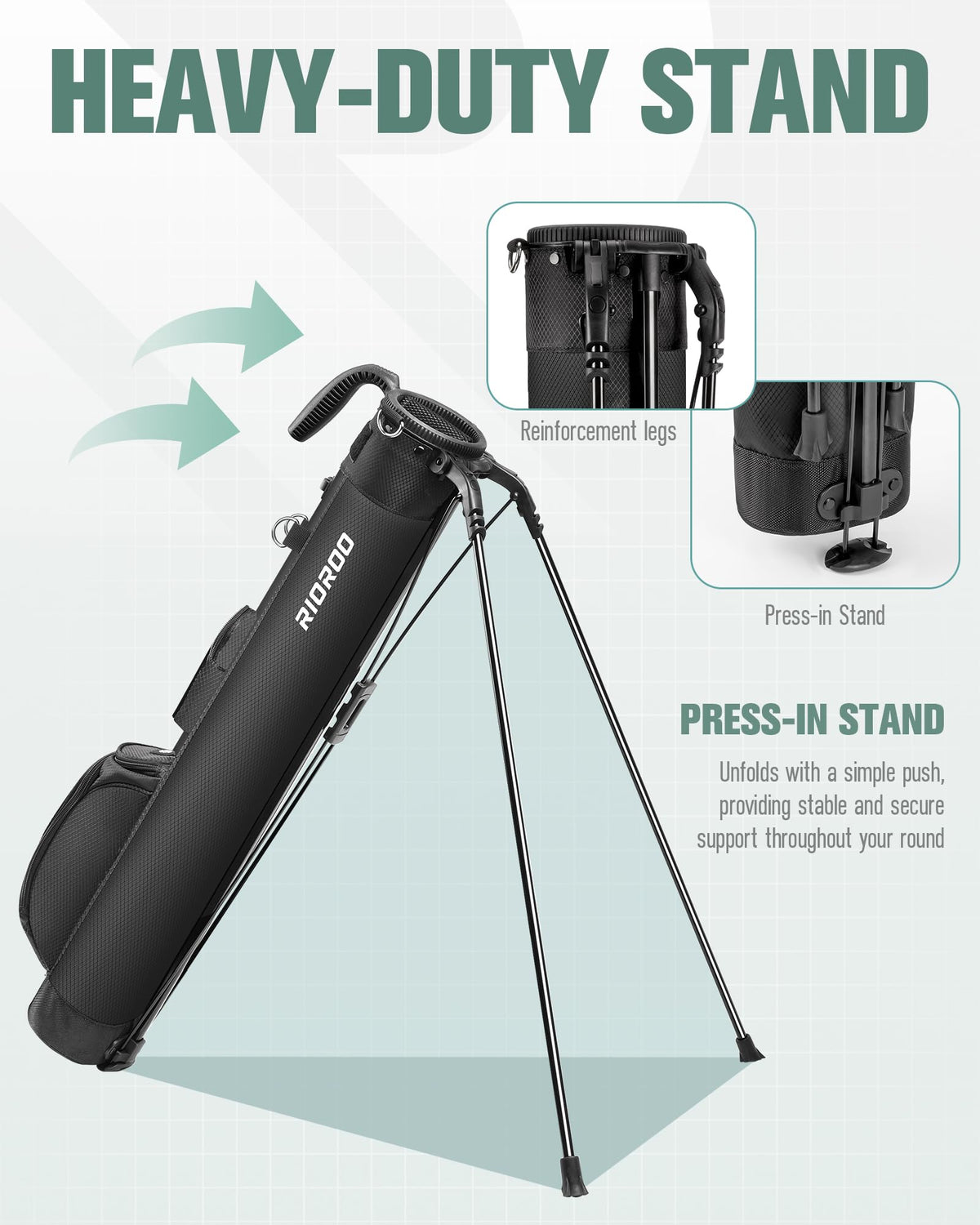 RIOROO Golf Stand Bag cooler pocket keeps beverages refreshed during rounds.