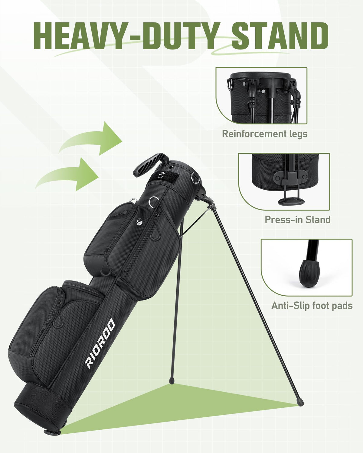 RIOROO Golf Stand Bag fits up to nine clubs for quick access mid round