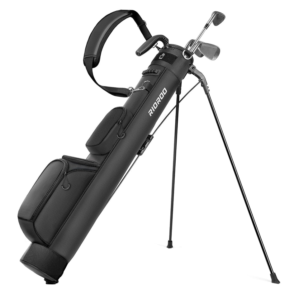 RIOROO Golf Stand Bag front view highlighting compact, lightweight design for easy carrying.