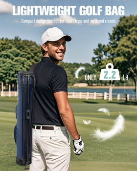 RIOROO stand bag with deployed stand providing stable on-course support