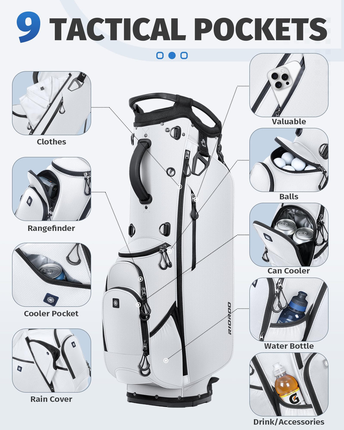 RIOROO insulated cooler pocket preserves drinks on hot days.