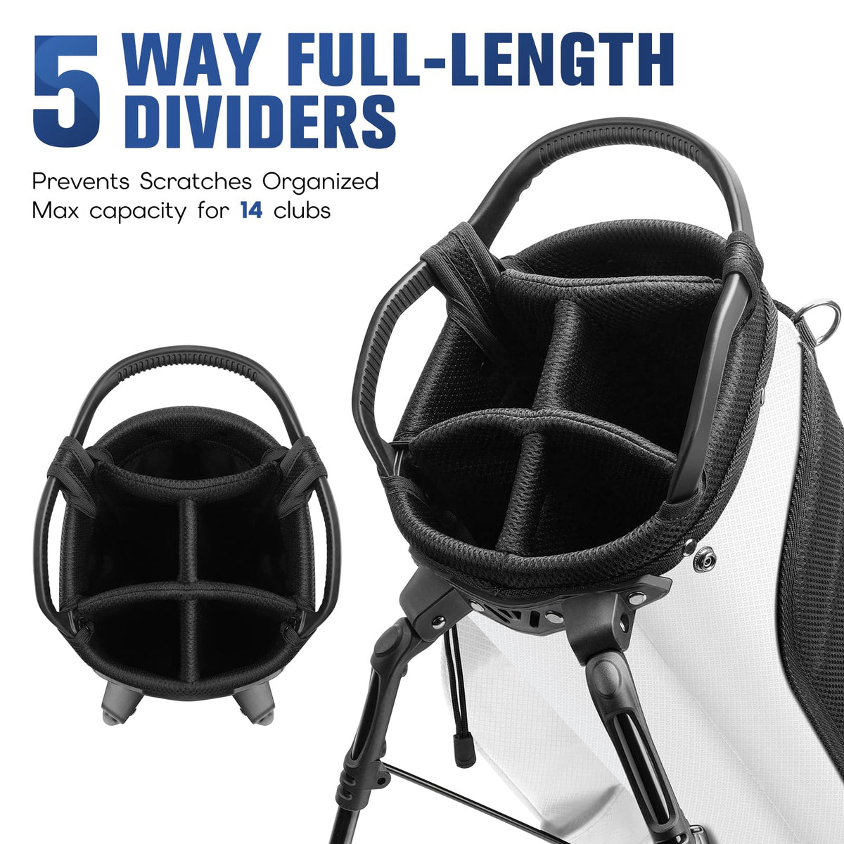 RIOROO lightweight stand bag on course with rain cover.