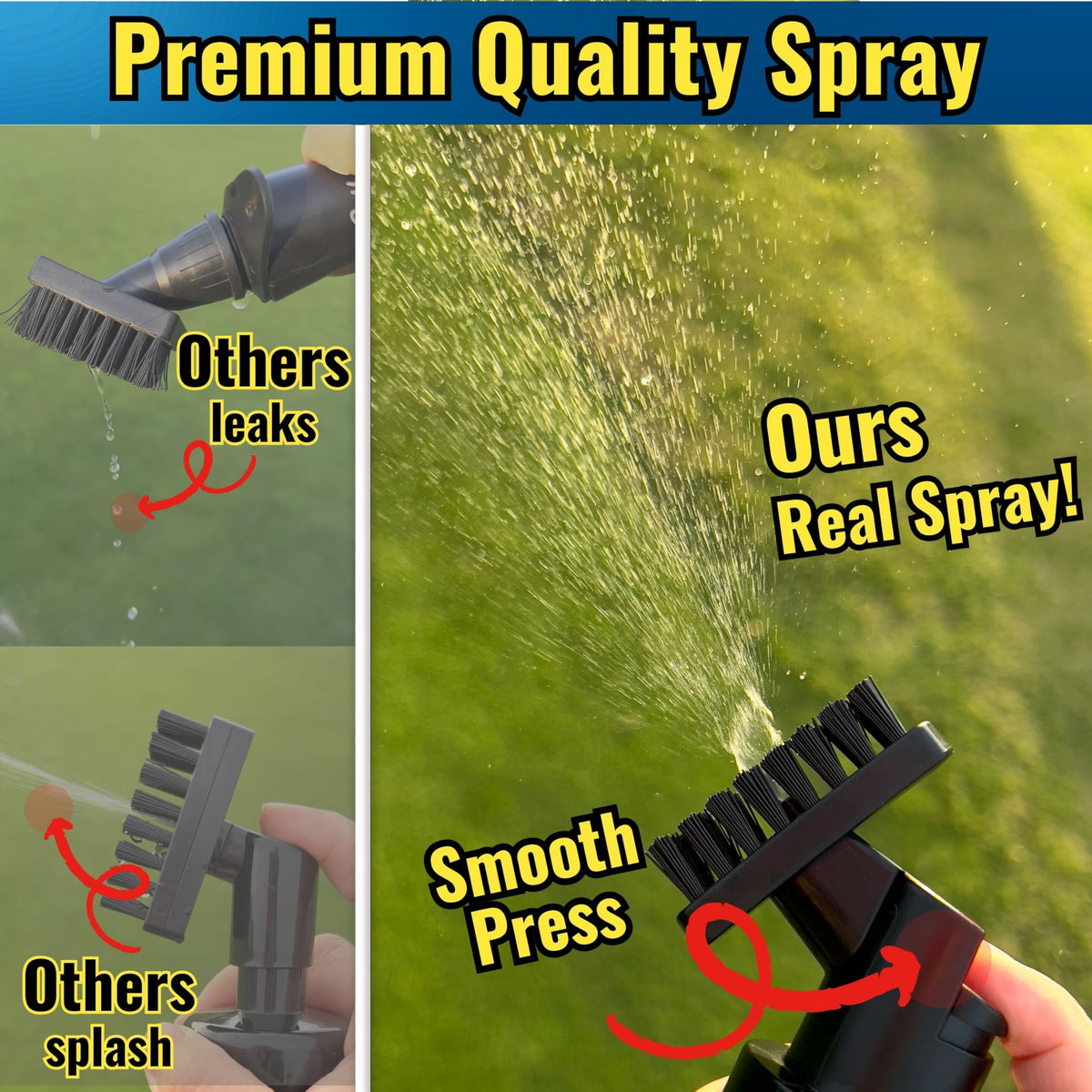RisingBird golf brush with integrated water bottle for 2-in-1 cleaning