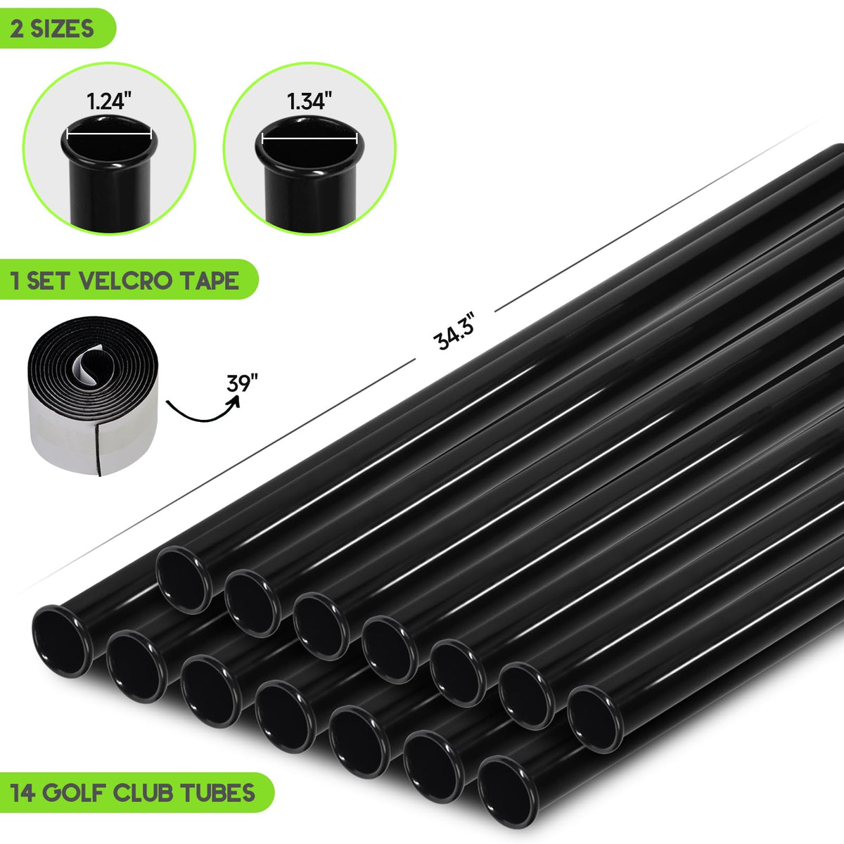 River Hill Golf nested tubes design with smaller tubes inside larger ones for easy setup.