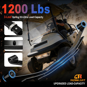 Thick 4-leaf springs with bushings for EZGO TXT replacement.