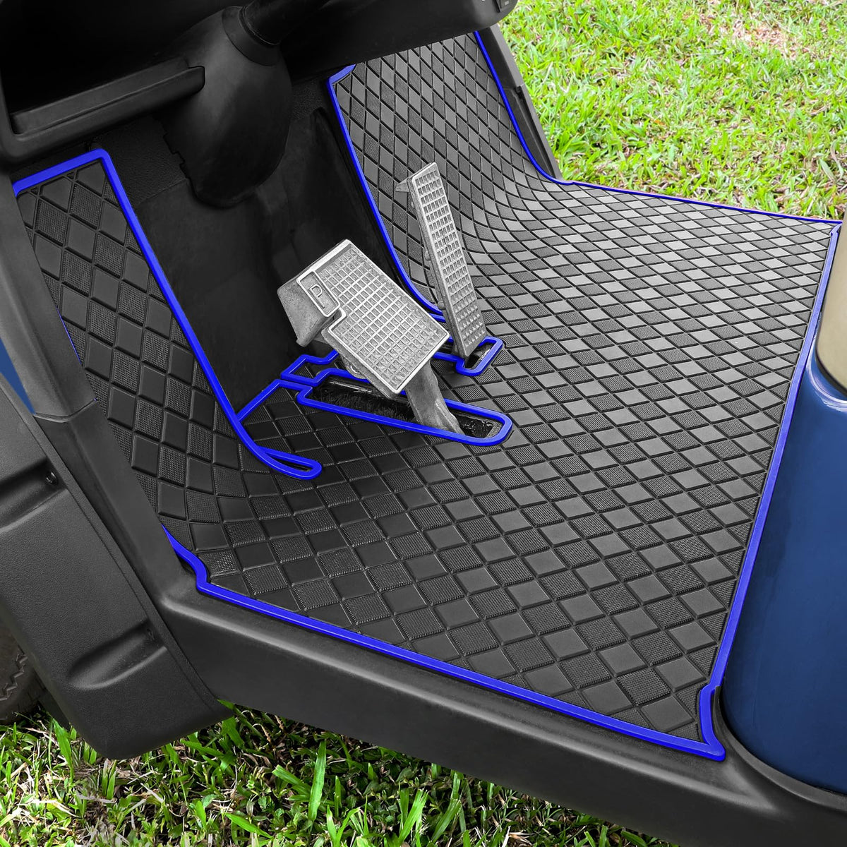 RIZINKART 8mm rubber floor mat with front view for Yamaha G29, full-coverage protection