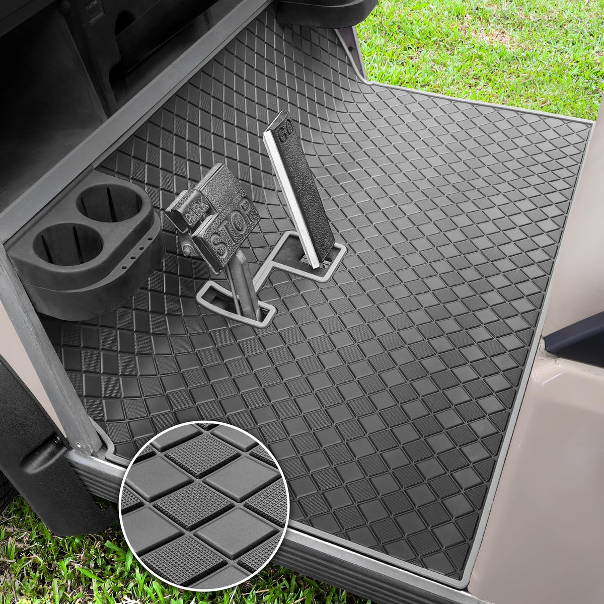 RIZINKART Club Car DS floor mat with full coverage and anti-slip texture