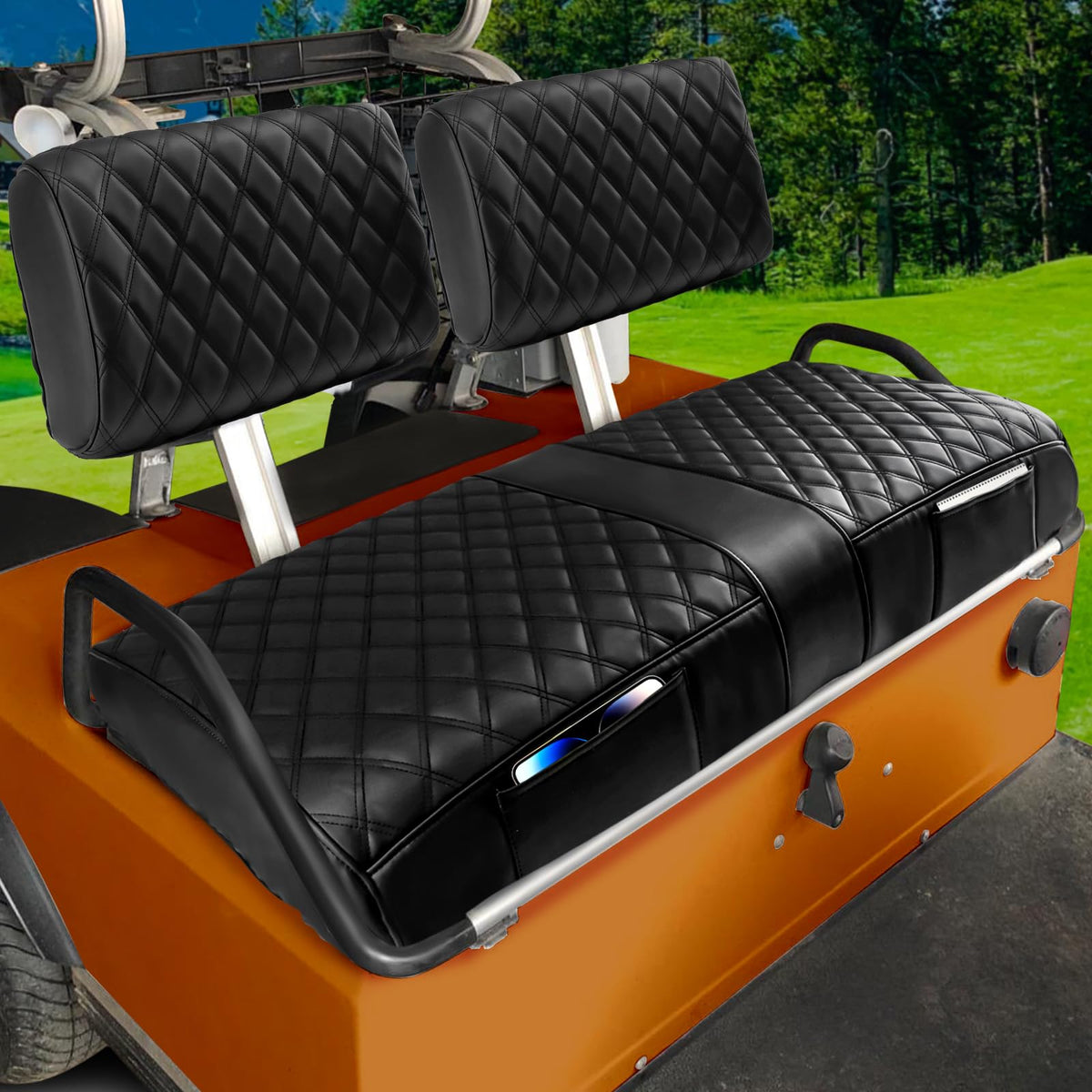 RIZINKART Club Car DS front seat bench cover adds comfort and a refreshed look.