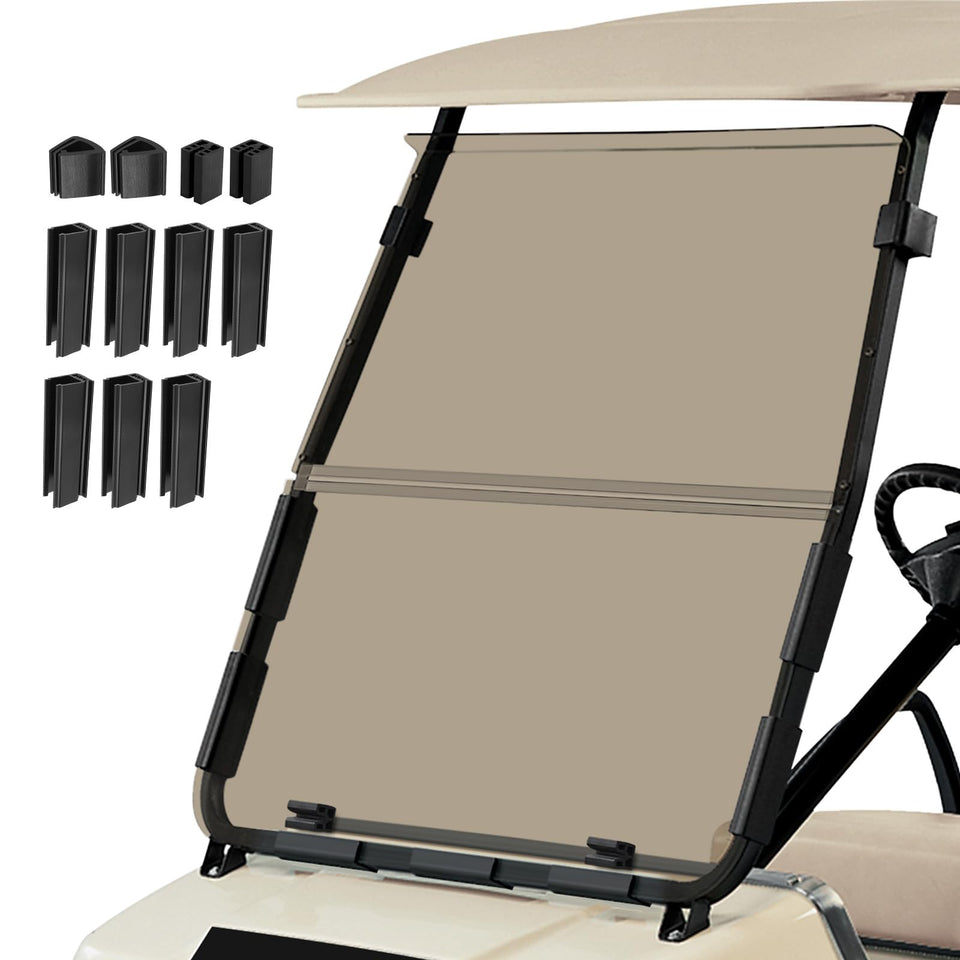 RIZINKART Club Car DS windshield front view with crystal clarity for unobstructed visibility.